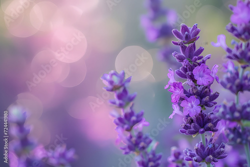 Close up lavender purple flowers on a blurred background