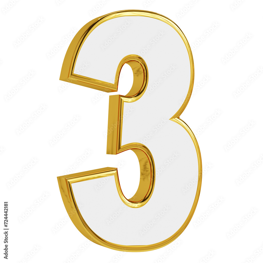 Gold and white 3d number 3 Gold and white 3d number 3