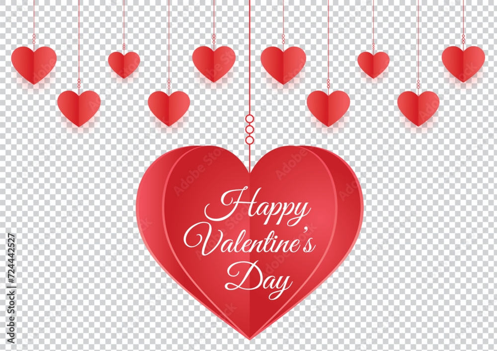 Valentines hearts postcard. Paper flying elements on transparent background. Vector symbols of love in shape of heart for Happy Women's, Mother's, Valentine's Day, birthday greeting card design. PNG Valentines hearts postcard. Paper flying elements on transparent background. Vector symbols of love in shape of heart for Happy Women's, Mother's, Valentine's Day, birthday greeting card design. PNG