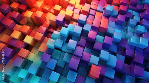 Cubic Rainbow  Diverse 3D Blocks Creating a Colorful Wallpaper