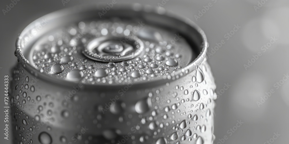 Chilled to Perfection: A Sleek Aluminum Beverage Can Adorned with Water Droplets, Symbolizing Refreshment and Simplicity, Generative AI Chilled to Perfection: A Sleek Aluminum Beverage Can Adorned with Water Droplets, Symbolizing Refreshment and Simplicity, Generative AI