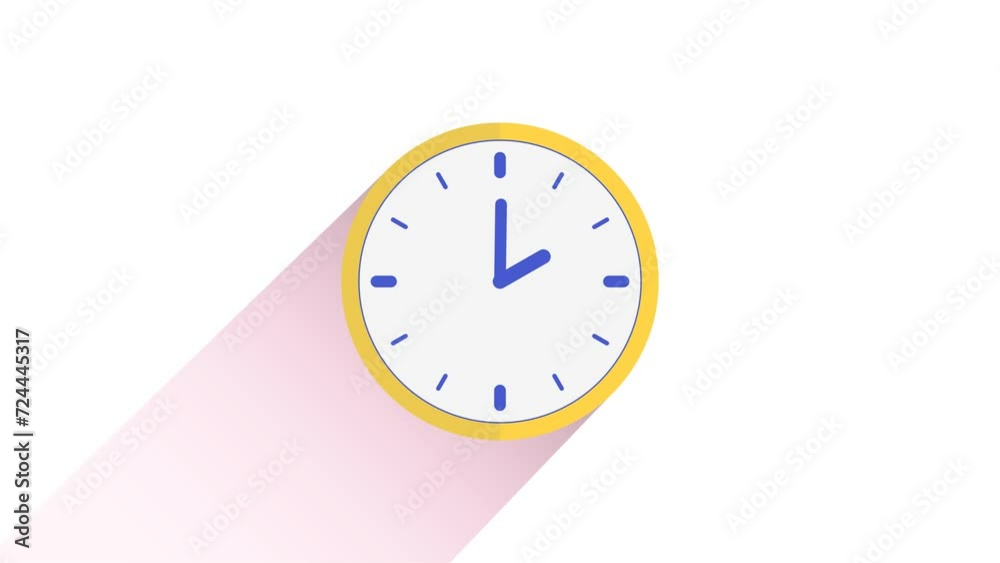 24 hours of clock in 30 seconds animation video, simple flat motion graphic, 4k transparent video
