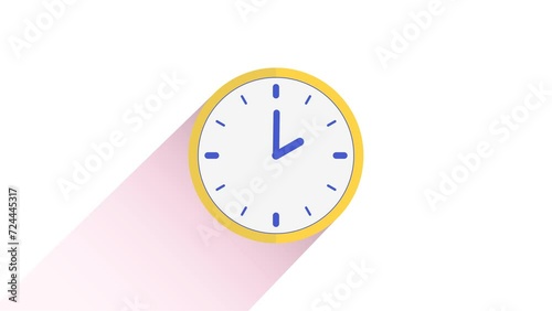 24 hours of clock in 30 seconds animation video, simple flat motion graphic, 4k transparent video