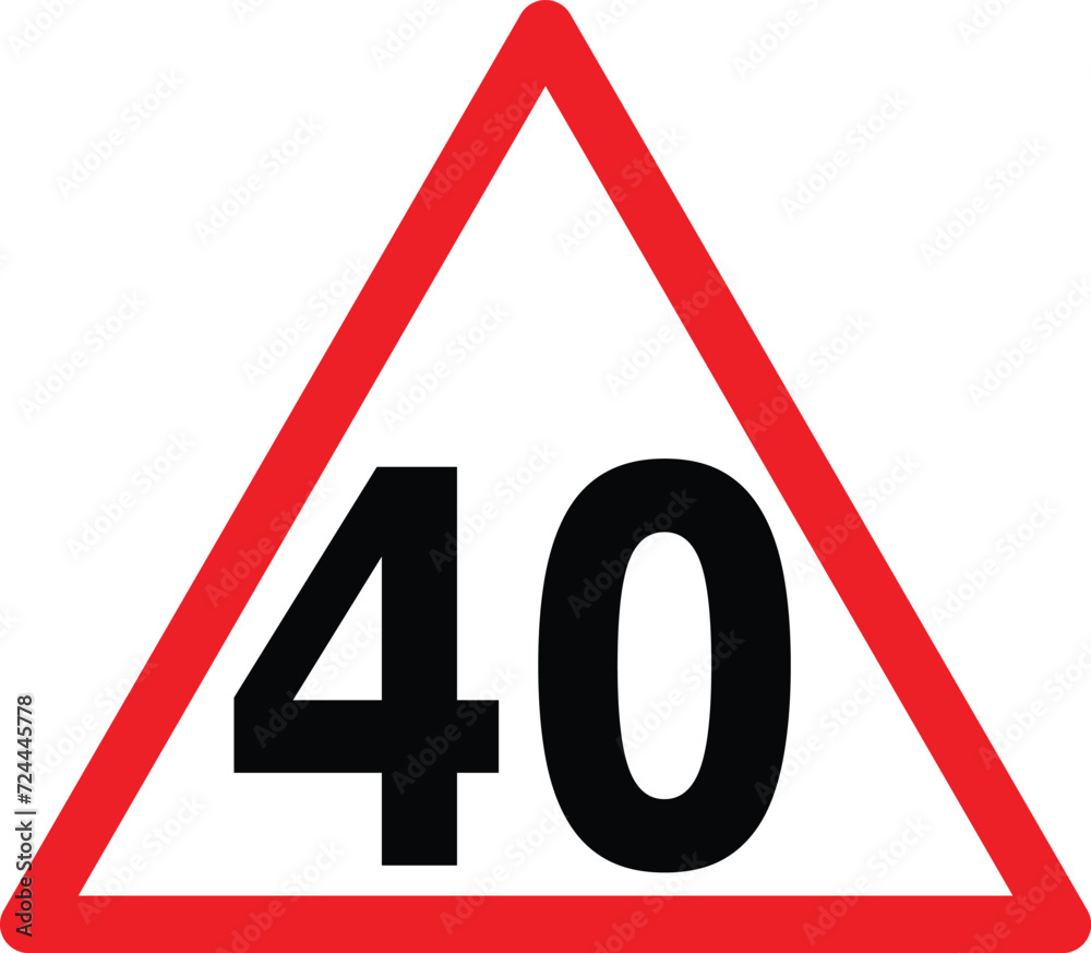 40 kilometers or miles per hour max speed limit red sign - Twenty speed limit traffic sign editable vector illustration
40 kilometers or miles per hour max speed limit red sign - Twenty speed limit traffic sign editable vector illustration
