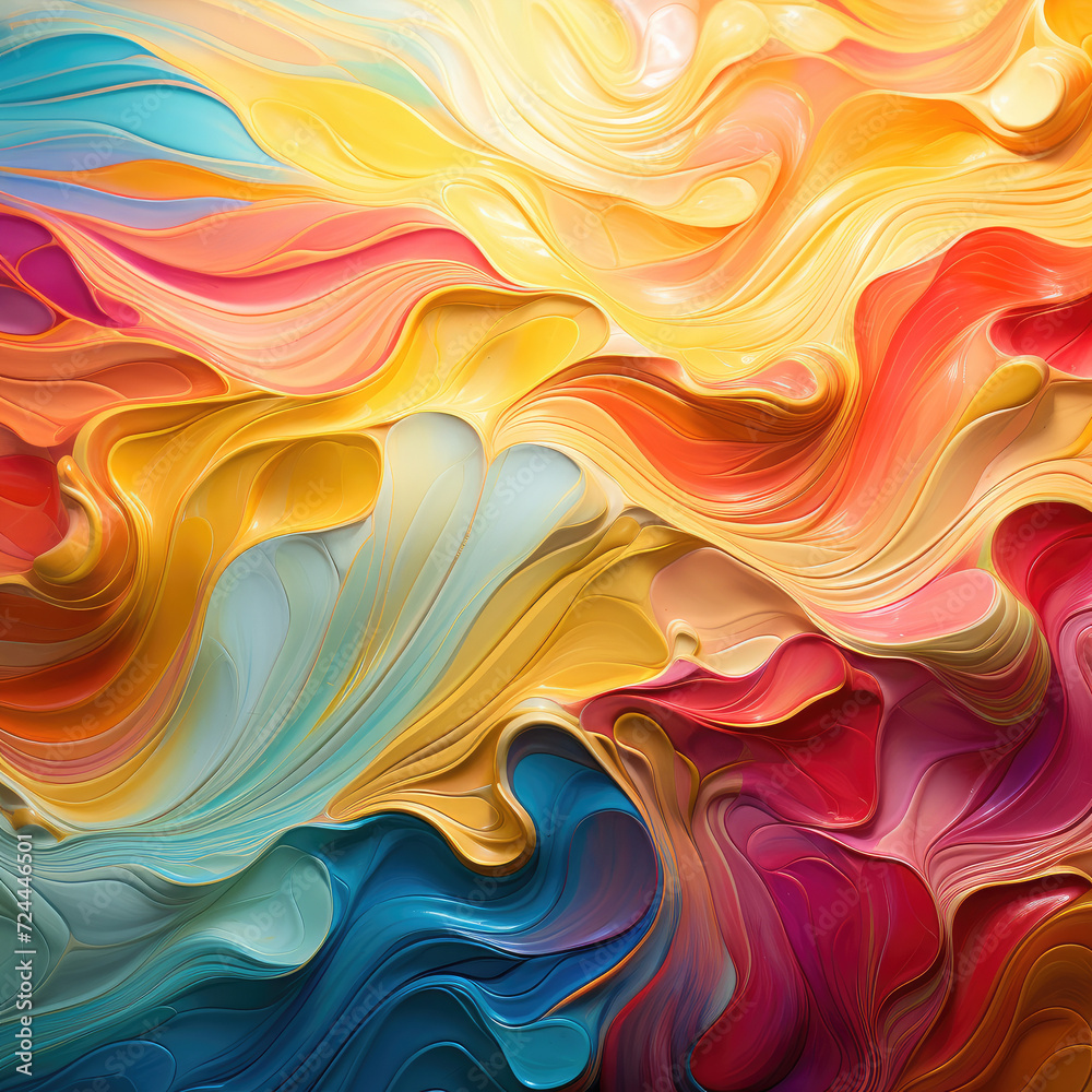 Golden Hour Abstract: Swirls of Vibrant Spring Colors in Liquid Form