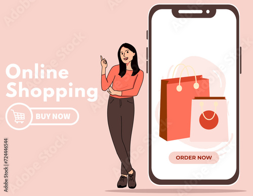 Free vector online shopping mobile app templates concept flat design illustration 