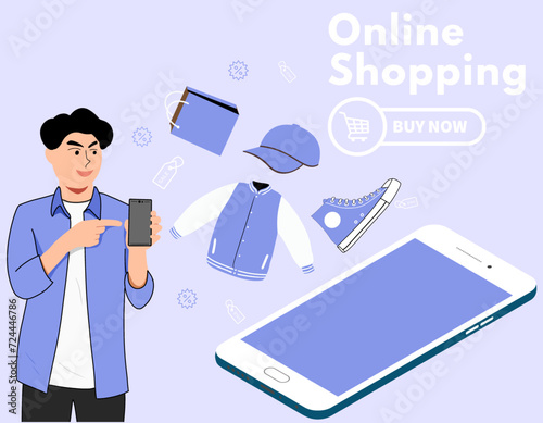 Free vector online shopping mobile app templates concept flat design illustration 