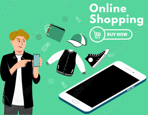 Free vector online shopping mobile app templates concept flat design illustration 