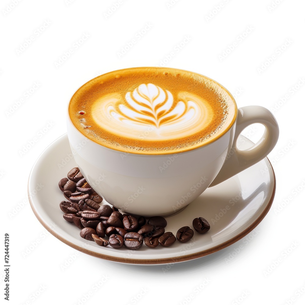 Cup of coffee latte isolated on white background