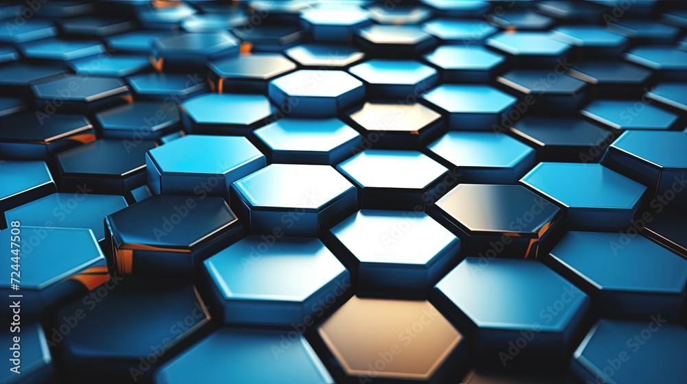 Close-up of a blue tiled wall with steps with hexagonal tiles. Side view. Close-up of a blue tiled wall with steps with hexagonal tiles. Side view.