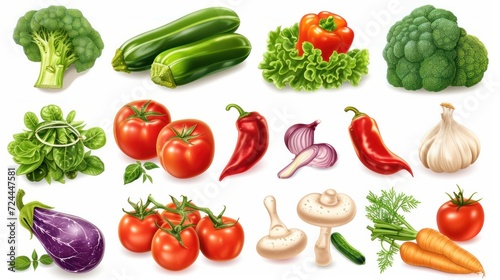 large set of isolated vegetables on a white background 
