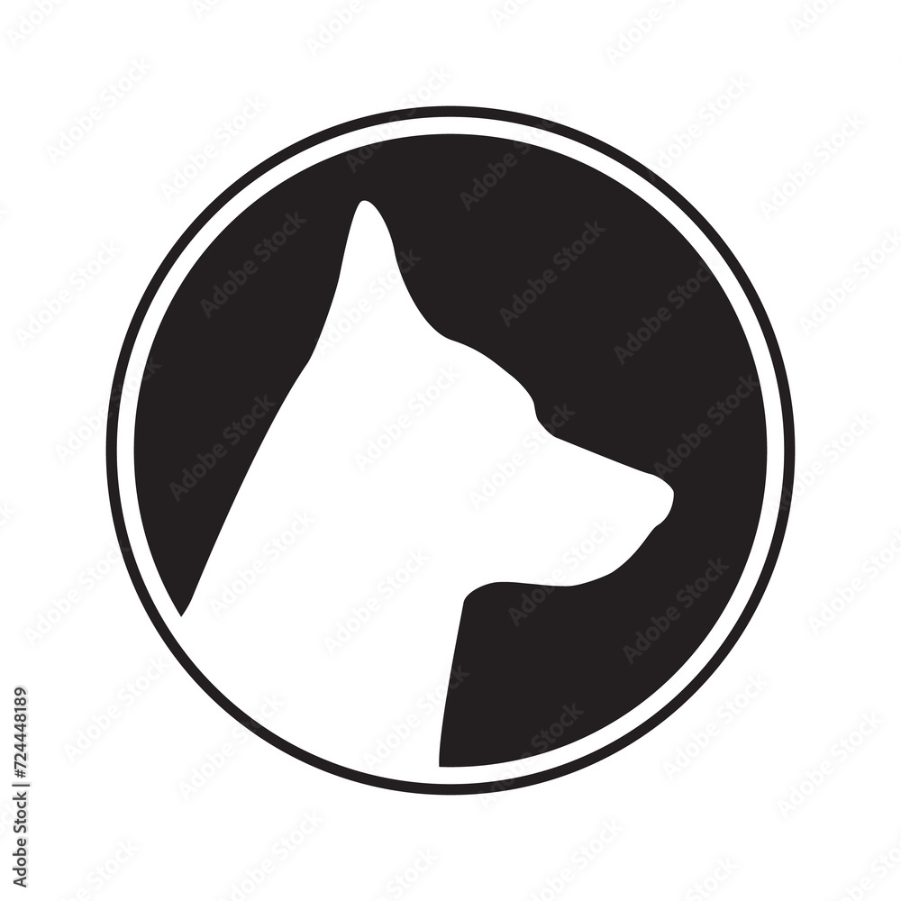 Dog profile black silhouette in a round frame. Illustration on transparent background Dog profile black silhouette in a round frame. Illustration on transparent background