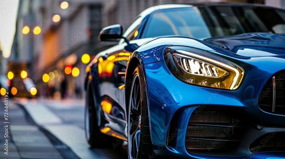 Modern car front is on the street Modern car front is on the street
