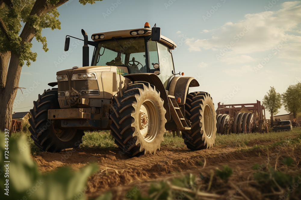 Tractor in a field. Farm. Agriculture. Harvest in a field. Agricultural professions. Peasant world. Harvest period.
Tractor in a field. Farm. Agriculture. Harvest in a field. Agricultural professions. Peasant world. Harvest period.