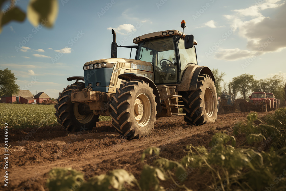 Tractor in a field. Farm. Agriculture. Harvest in a field. Agricultural professions. Peasant world. Harvest period.
Tractor in a field. Farm. Agriculture. Harvest in a field. Agricultural professions. Peasant world. Harvest period.