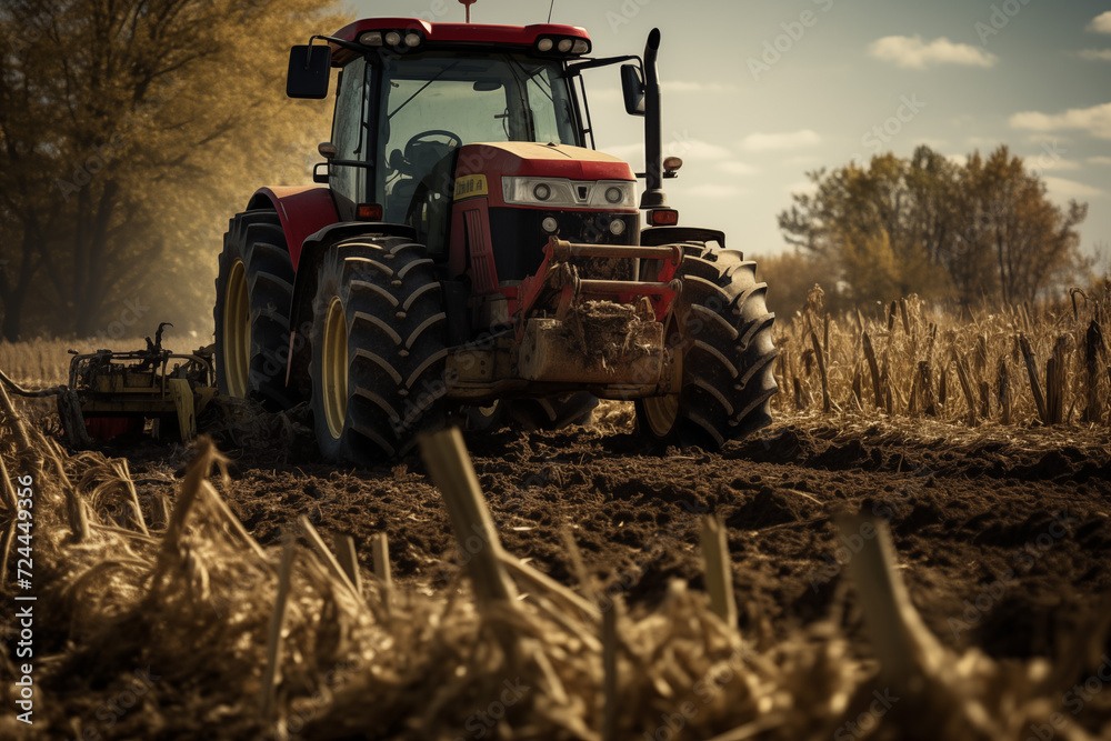 Tractor in a field. Farm. Agriculture. Harvest in a field. Agricultural professions. Peasant world. Harvest period.
Tractor in a field. Farm. Agriculture. Harvest in a field. Agricultural professions. Peasant world. Harvest period.