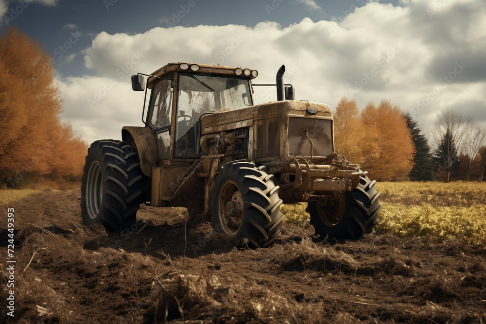 Tractor in a field. Farm. Agriculture. Harvest in a field. Agricultural professions. Peasant world. Harvest period.
Tractor in a field. Farm. Agriculture. Harvest in a field. Agricultural professions. Peasant world. Harvest period.