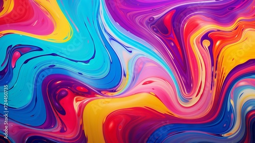 Psychedelic rainbow liquid background with vibrant colors and swirls photo