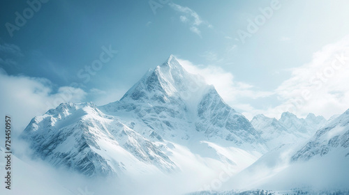 Mountain peak with snow panorama landscape. © Zz