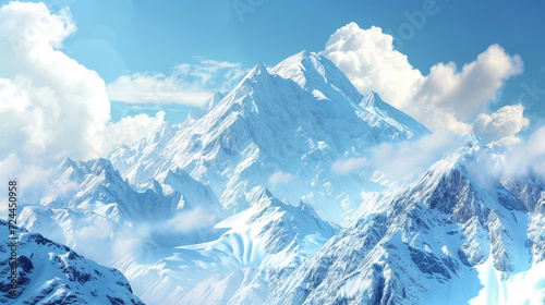 Mountain peak with snow panorama landscape. © Zz