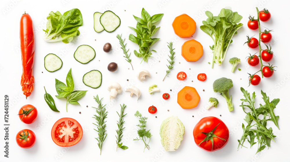 Vegetable collage on a white background, Vegetable collage on a white background,