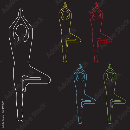 Slim Set sportive doing yoga & fitness exercises. vector set