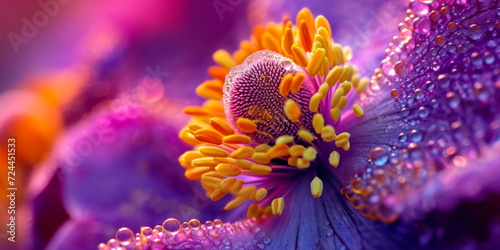 highlighting the texture and shape of pollen grains on a flower. Generative AI