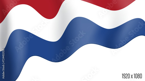 Holland country flag realistic independence day background. Netherlands commonwealth banner in motion waving, fluttering in wind. Festive patriotic HD format template for independence day