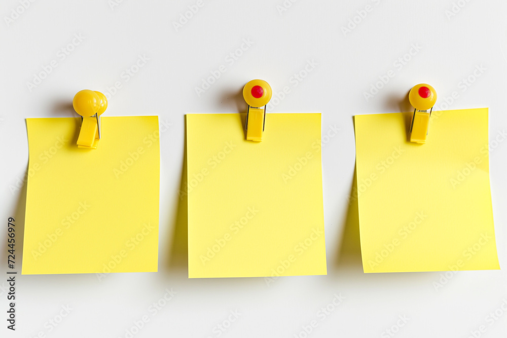 Yellow colored blank empty unfilled 3 paper sheets or sticky notes isolated on copy space white background, front view of adhesive paper notes, 3 paper office stickers with shadows, empty 3 text boxes Yellow colored blank empty unfilled 3 paper sheets or sticky notes isolated on copy space white background, front view of adhesive paper notes, 3 paper office stickers with shadows, empty 3 text boxes