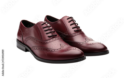 Burgundy Classic Wingtip Brogues On Transparent Background