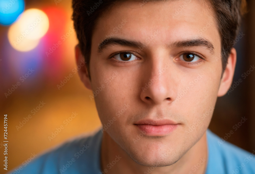 Portrait of a handsome young man in blue t-shirt. Portrait of a handsome young man in blue t-shirt.
