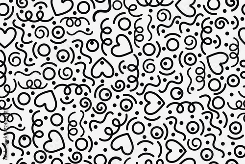 black doodle pattern, minimalist background design, childish, trendy design, wrapping, wall paper, fabric, etc.