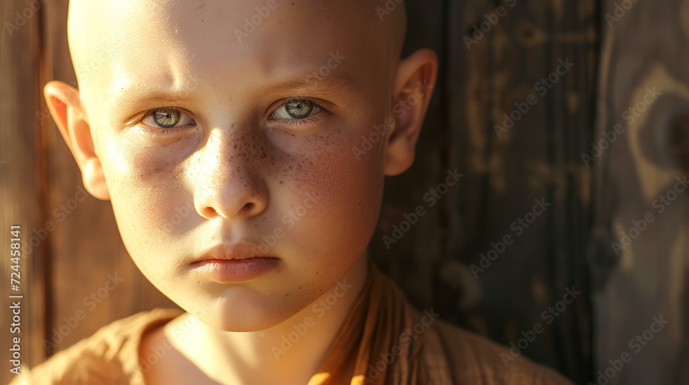 portrayal of a bald child cancer patient portrayal of a bald child cancer patient