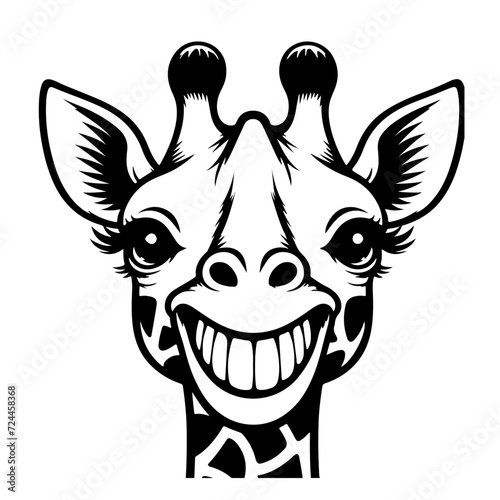 Black and white giraffe head on white background. Vector illustration, SVG files