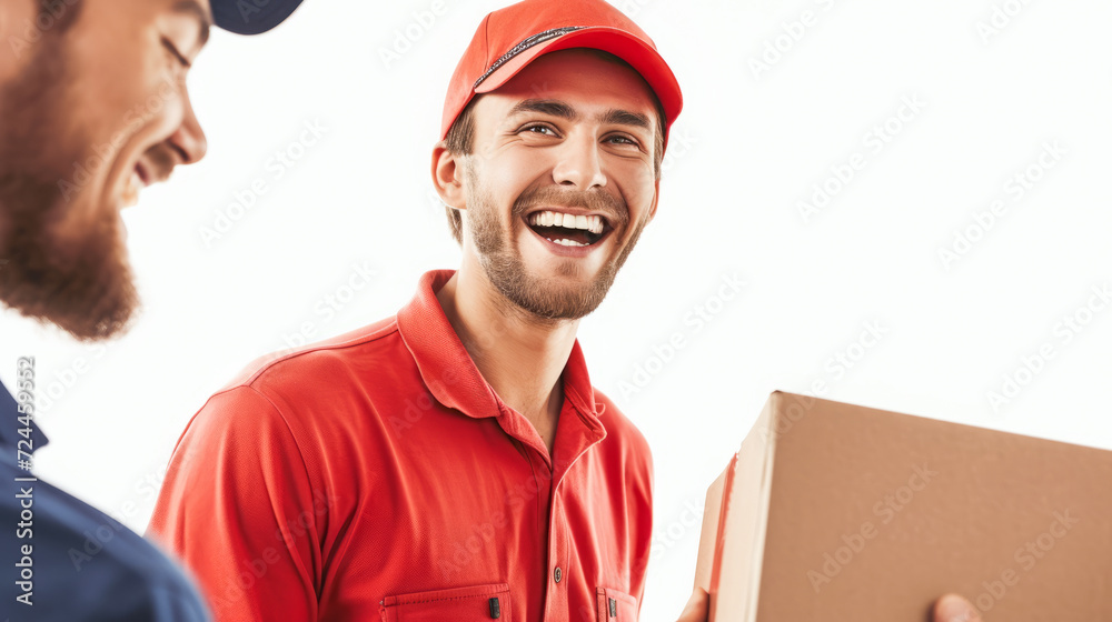 the joyous exchange between a happy delivery boy and a delighted