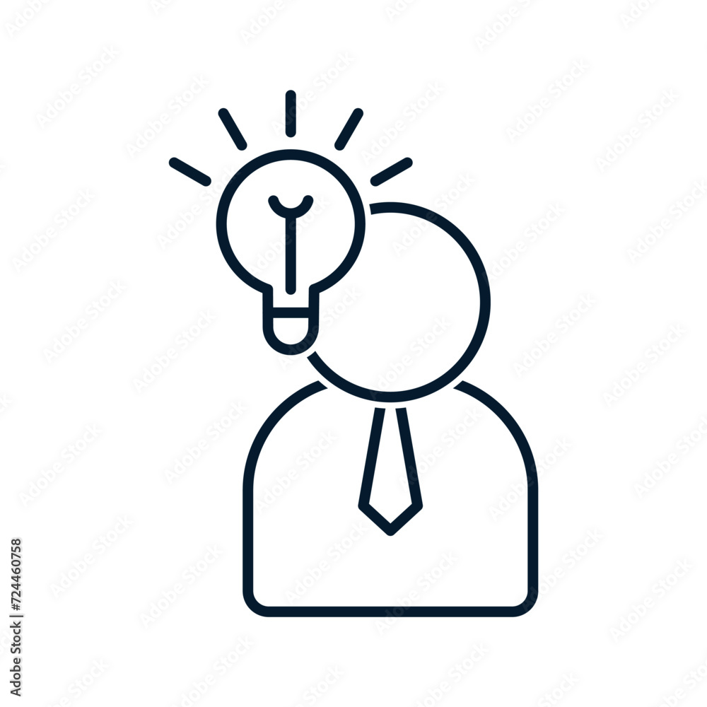 The concept of searching for new business ideas. Vector linear icon isolated on white background. The concept of searching for new business ideas. Vector linear icon isolated on white background.