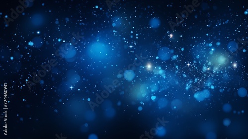 Blue glowing particles on dark background with bokeh effect © Ameer