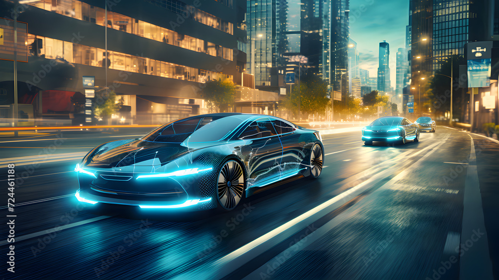 Obraz premium Futuristic sports car on the road