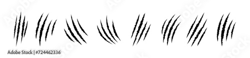 animal Claw scratches mark set. Cat tiger scratches signs 