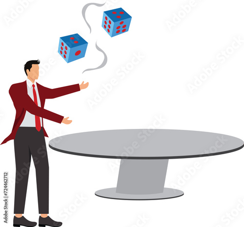 Businessman throwing two dice, Rolling