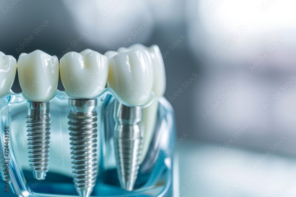 Clear Closeup View Of Dental Implant, Perfect For Text Placement In Advertisements Clear Closeup View Of Dental Implant, Perfect For Text Placement In Advertisements