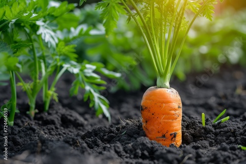 Fresh Carrot Growing In Nutrientrich Garden Soil
