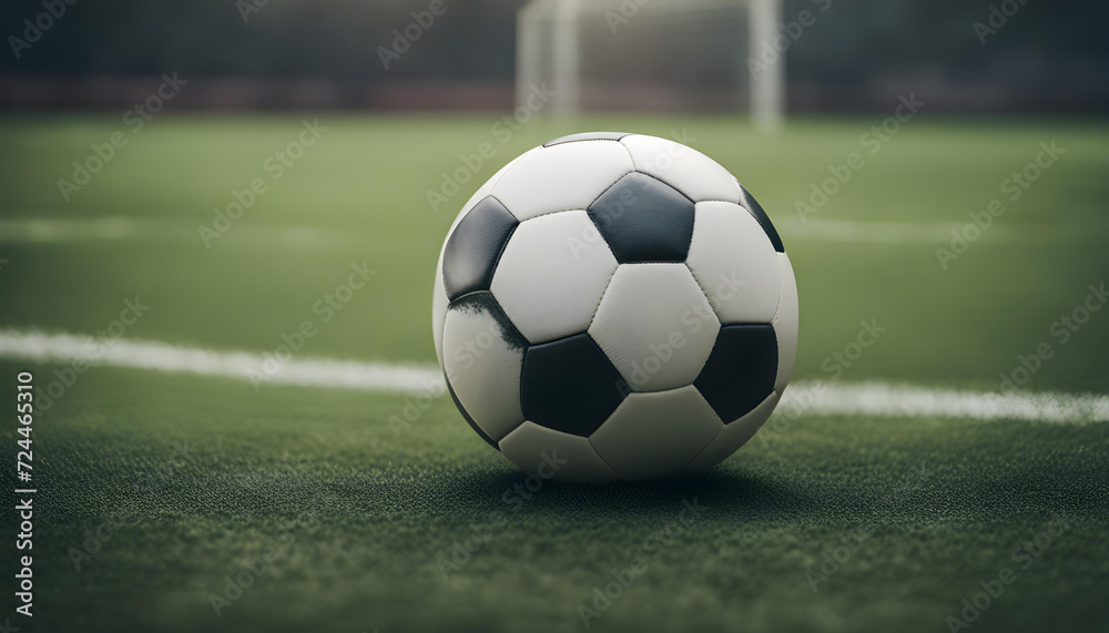 Closeup of soccer ball on the grass