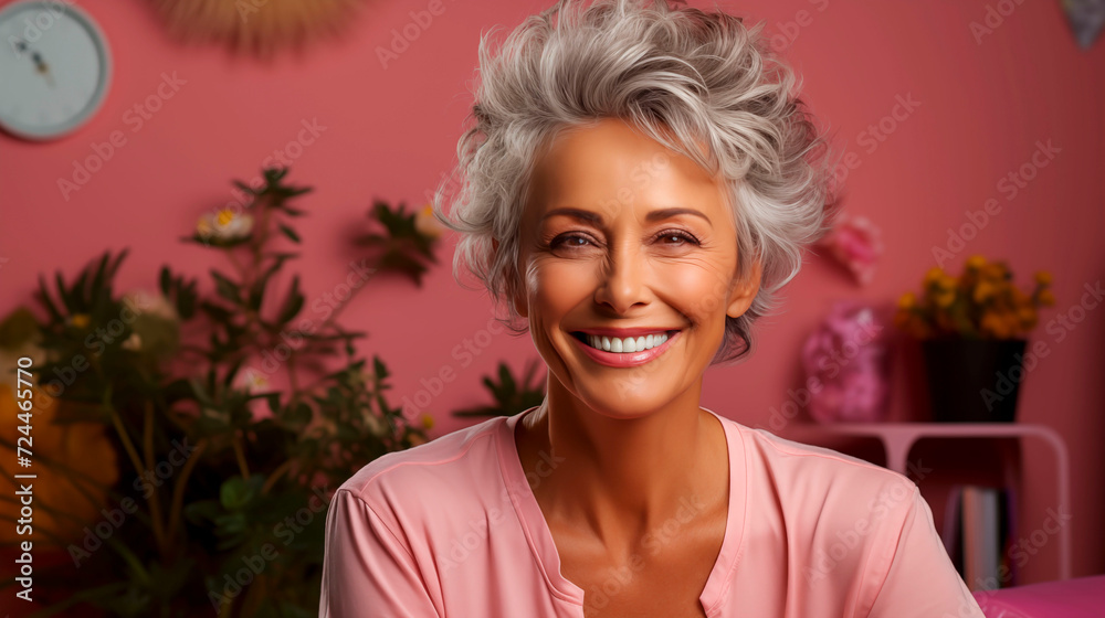 portrait of a pretty smiling 60-year woman portrait of a pretty smiling 60-year woman