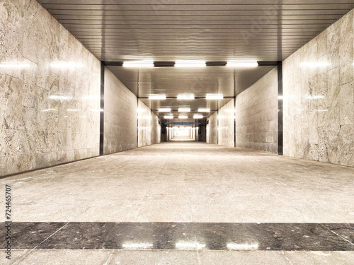 New empty Tunnel, abstract geometric background. Abstract beige squares with linear perspective