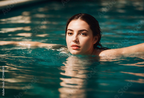 Portrait of a beautiful young woman in the swimming pool © Anton Dios
