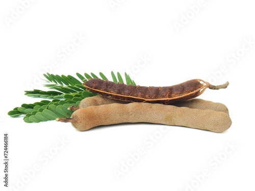 Fresh and perfectly ripe sweet tamarind. Placed isolated on a white background.