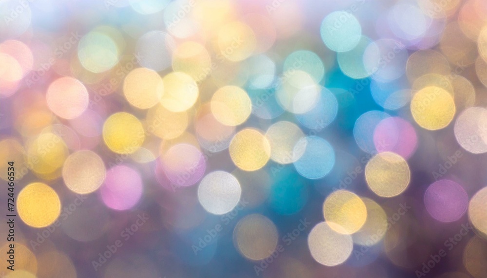 abstract background of lights, Abstract blur bokeh banner background. Rainbow colors, pastel purple, blue, gold yellow, white silver, pale pink bokeh background
