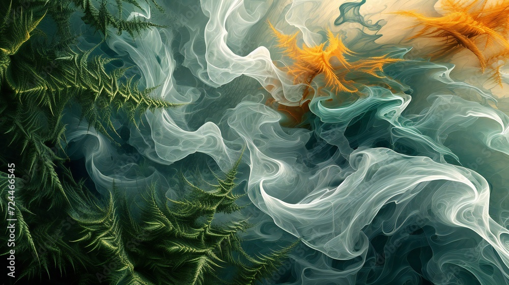 Fototapeta premium Soothing Pine Fir Fusion: Seamlessly blending pine and fir leaves into calming, swirling patterns.