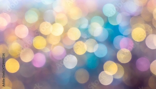 abstract background of lights, Abstract blur bokeh banner background. Rainbow colors, pastel purple, blue, gold yellow, white silver, pale pink bokeh background © FatimaBaloch